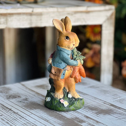 Casal de Coelhos Com Cenouras - 20cm