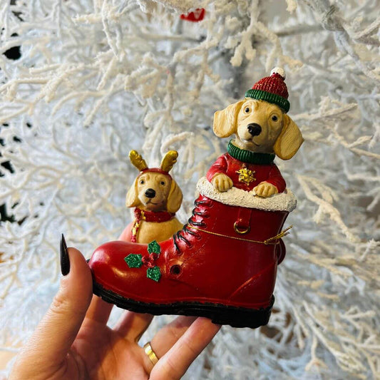 Cachorro Em Bota Com Gorro e Led Clr -  14cm  C/1 Un