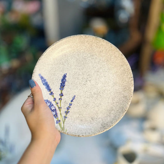Prato de Sobremesa Cerâmica Decorado Alfazema - 20cm