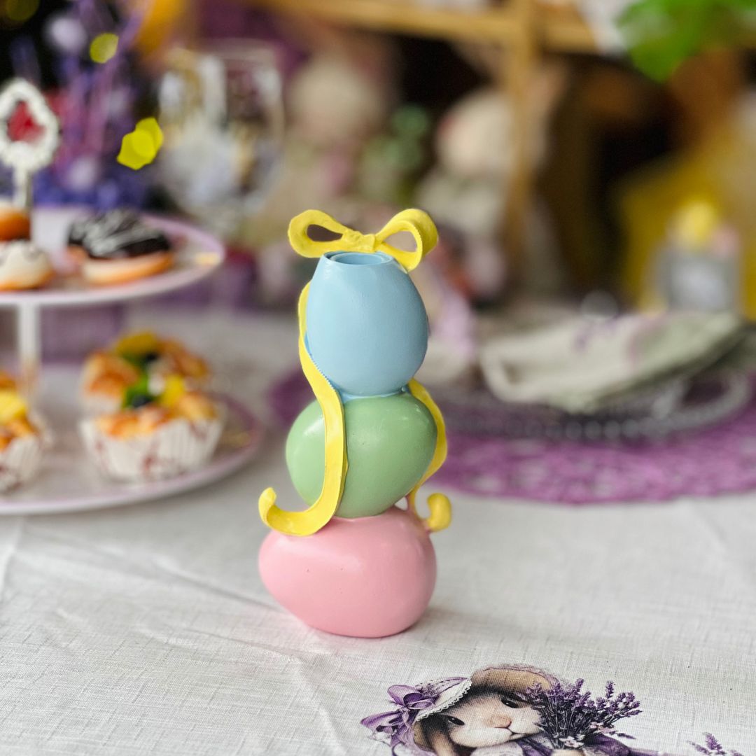 Porta-velas de Ovos Com Laço - 21cm