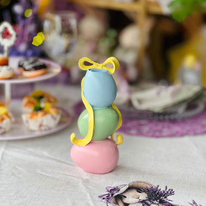 Porta-velas de Ovos Com Laço - 21cm