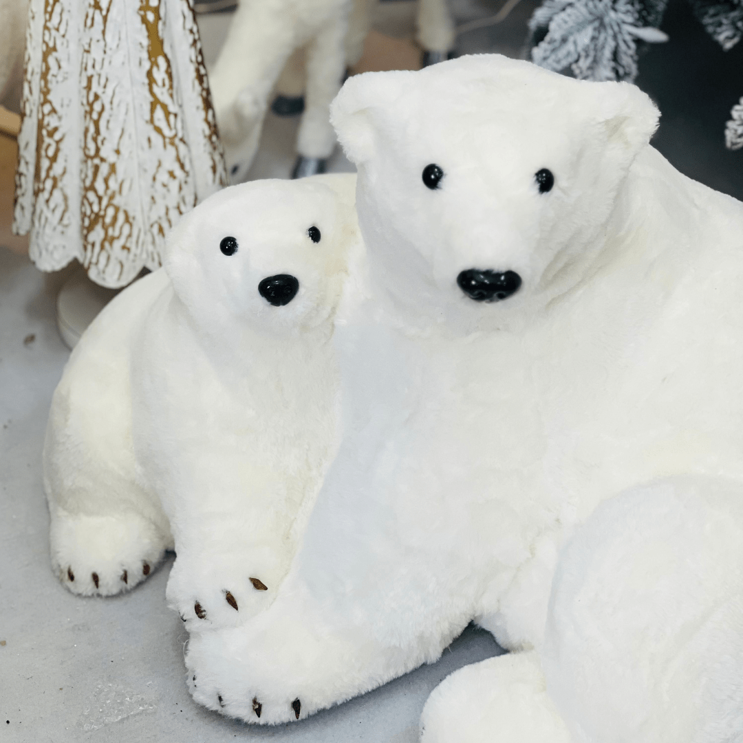 Urso Polar Com Filhote Natalino 100x50cm