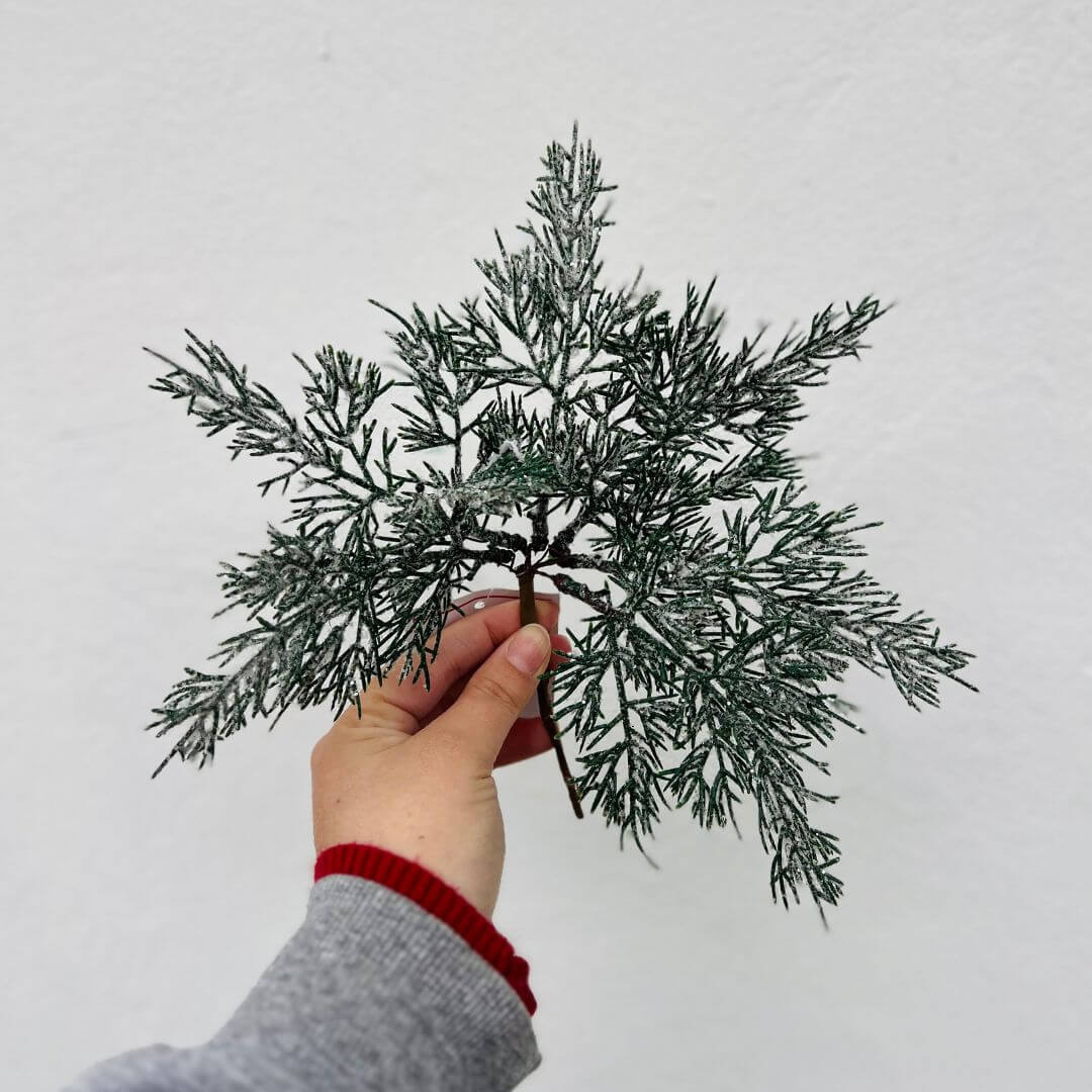 Galho Folhas Nevado – 24cm