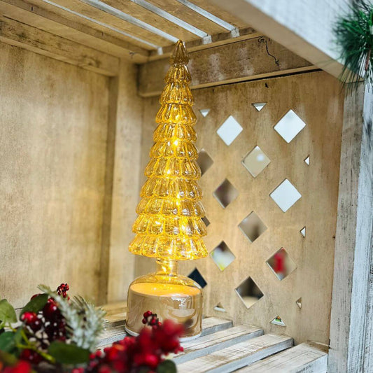 Árvore Decorativa com LED Dourada – 35cm
