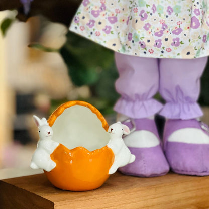 Pote Decorativo de Coelho Laranja - 8,5cm