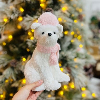 Urso de Natal Sentado de Sisal Rosa 26cm