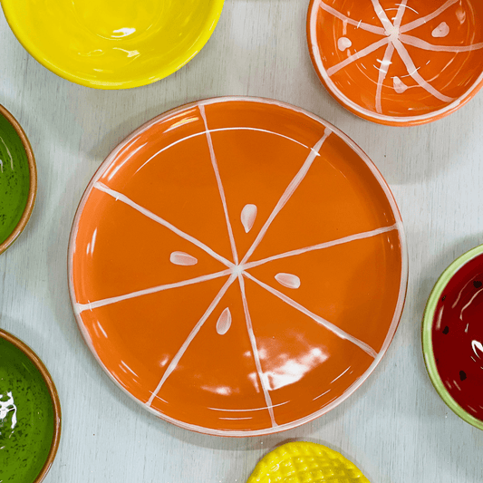 Prato de Sobremesa de Cerâmica Laranja 23cm