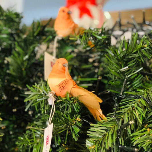 Pássaro Decorativo Laranja – 5cm