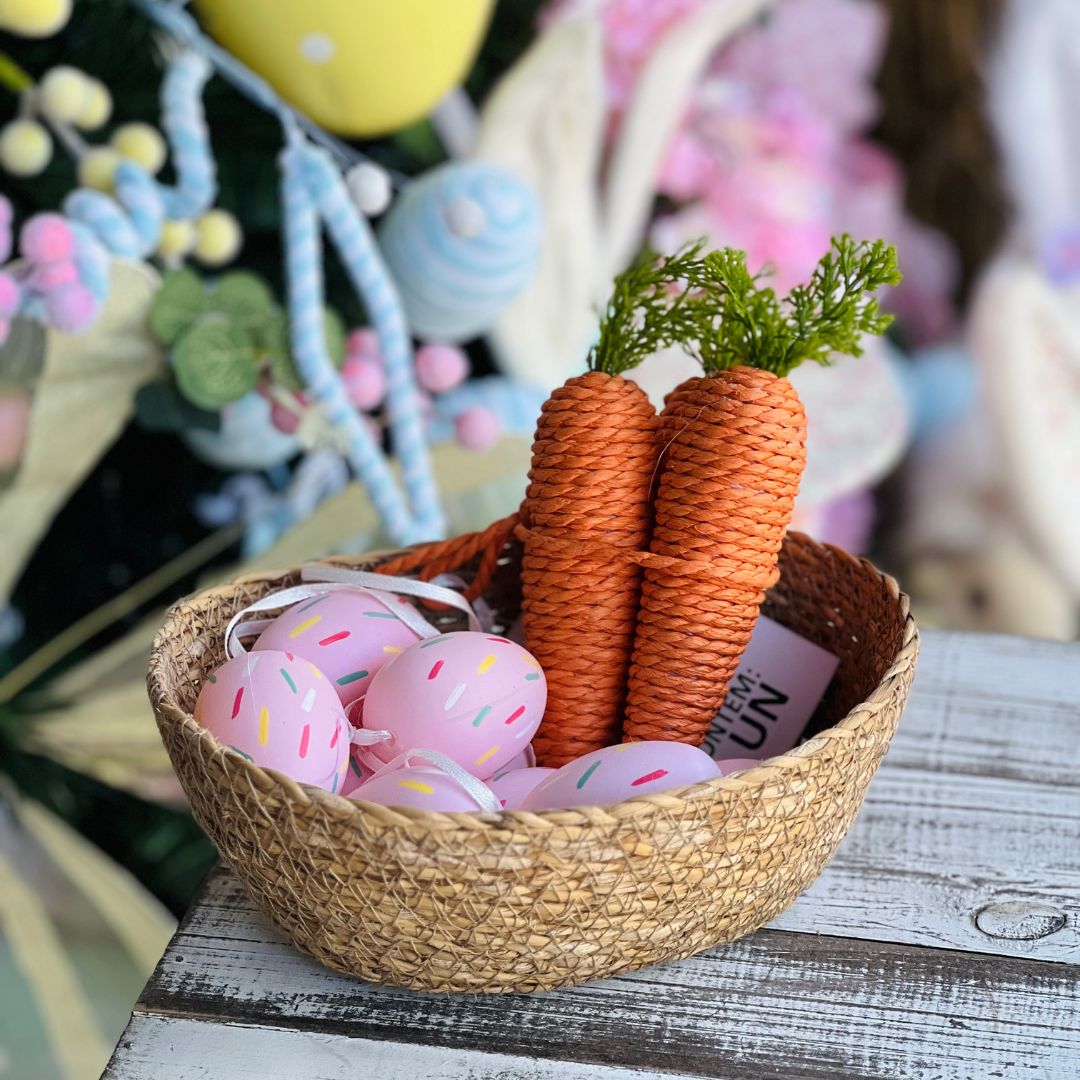 Jogo de 9 Ovos Decorativos para Pendurar Rosa - 6cm
