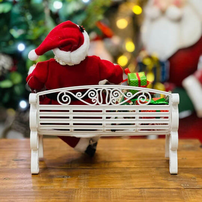 Papai Noel Com Presentes no Banco - 28cm