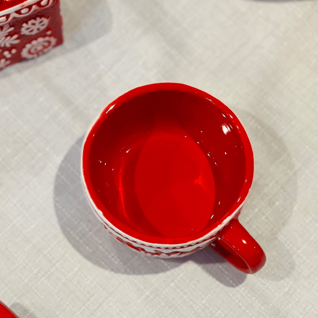 Caneca Natalina Flocos de Neve de Cerâmica 13cm