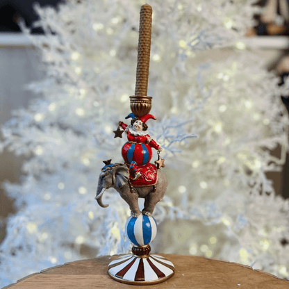 Porta-Velas Elefante de Circo com Domadora - 30 cm