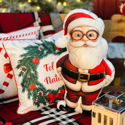 Almofada Natalina Formato Papai Noel Com Pom Pom - 35cmx58