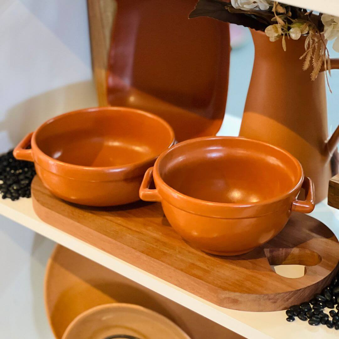 Bowl Liso com Alça Caramelo Fosco - 15cm