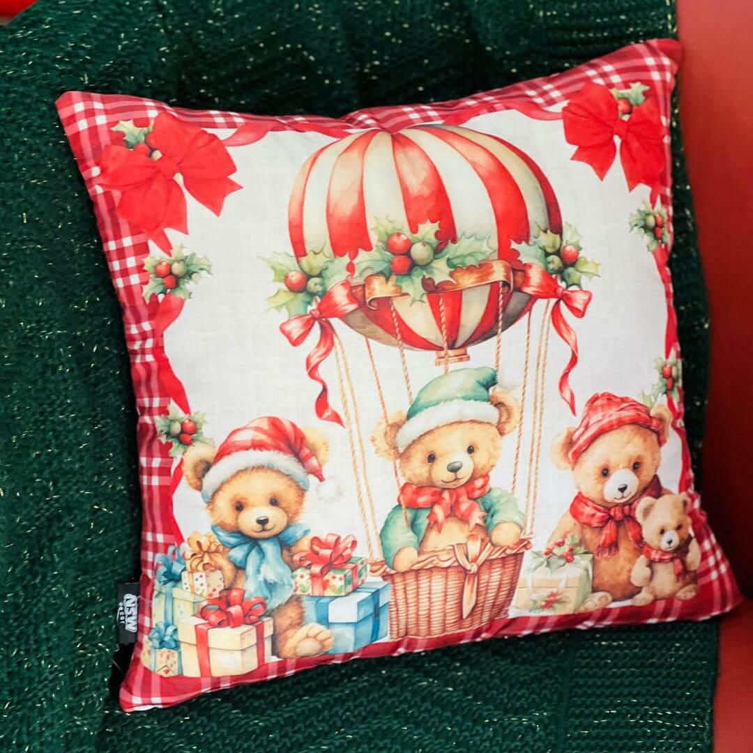 Capa de Almofada Natal Ursos – 40x40cm