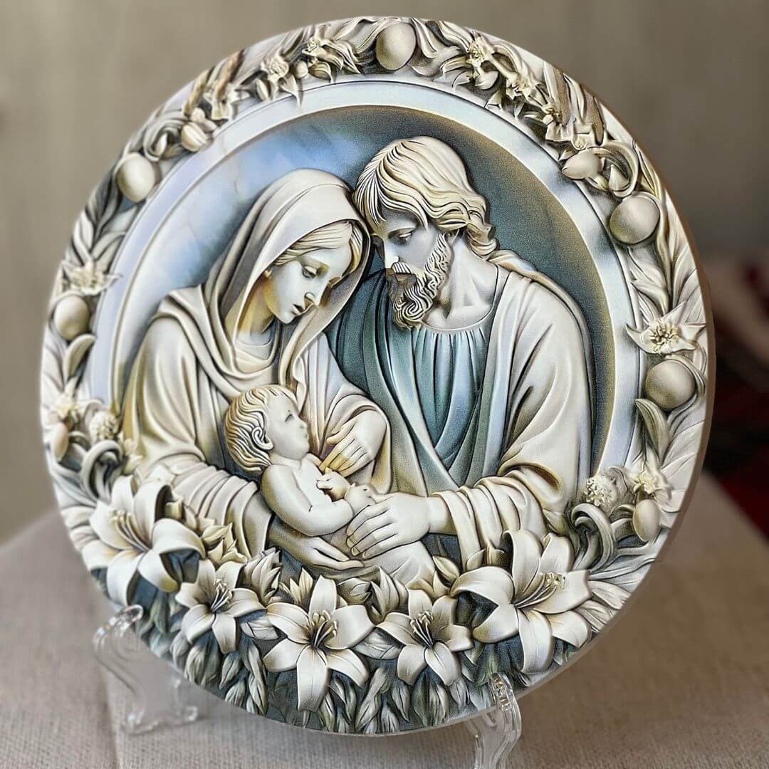 Sagrada Família Quadro Devocional Alto-Relevo – 20cm