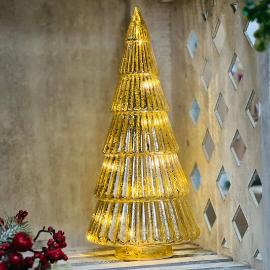 Árvore Decorativa com LED Dourada – 35cm