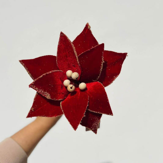 Poinsetia Vermelha com Borda Bege – 20 x 18cm