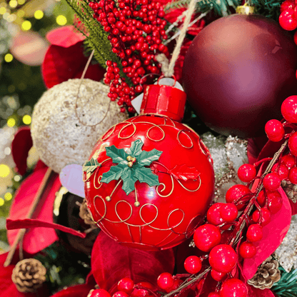 Bola Natalina Vermelha e Dourada de Metal 20x15cm 1un