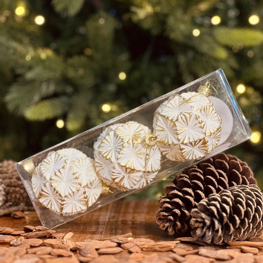 Bola Decorada Dourado Kit Com Três - Diam 8 Cm