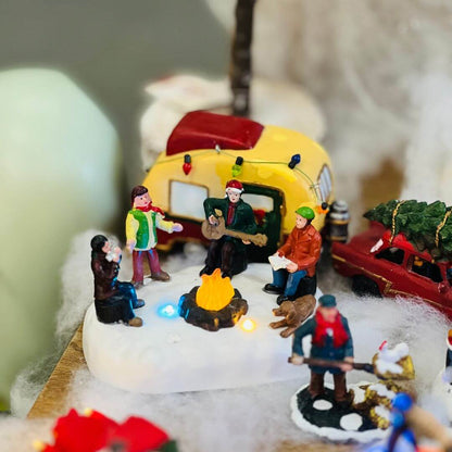Cenário Natal Amigos na Fogueira Com Led 8,3x13,2x9,2cm