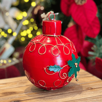 Bola Natalina Vermelha e Dourada de Metal 20x15cm 1un