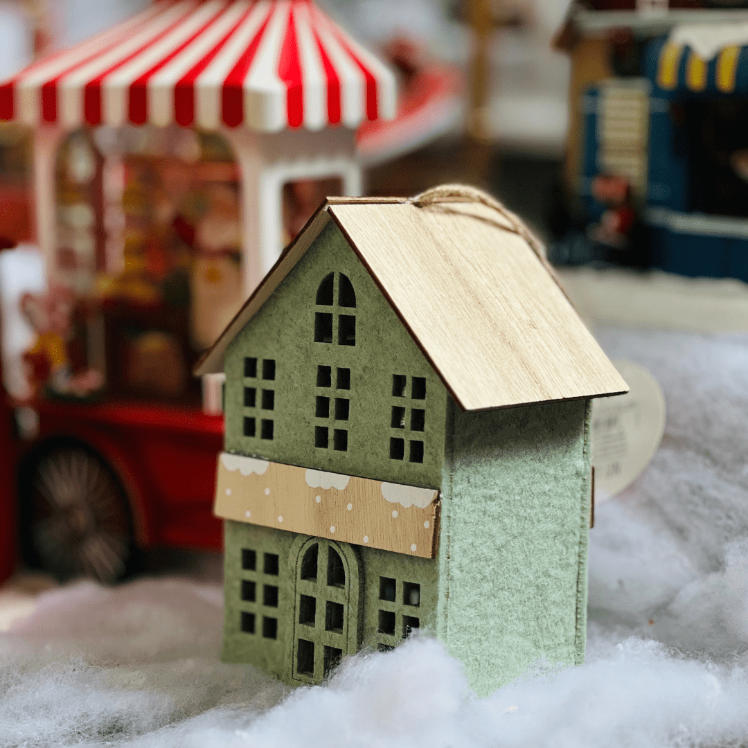 Casinha Natalina para Pendurar Verde 16cm