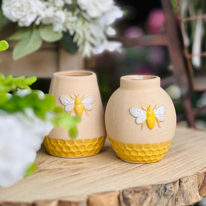 Vaso de Cerâmica Favo Honey Bee - 9,3x8x8cm