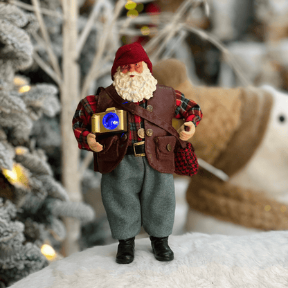 Papai Noel Colecionável Turista Com Led 30cm