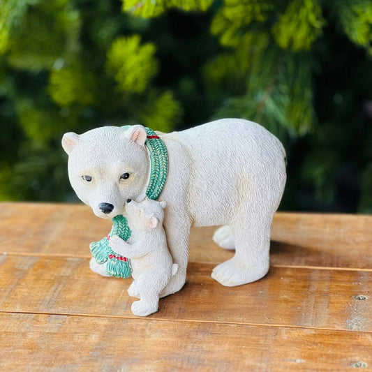 Urso Brincando com seu Filhote em Resina | 15cm