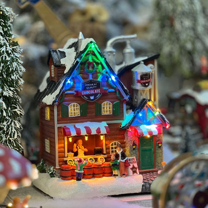 Vila Natalina Fabrica de Chocolate Com Led e Som Bivolt 30cm
