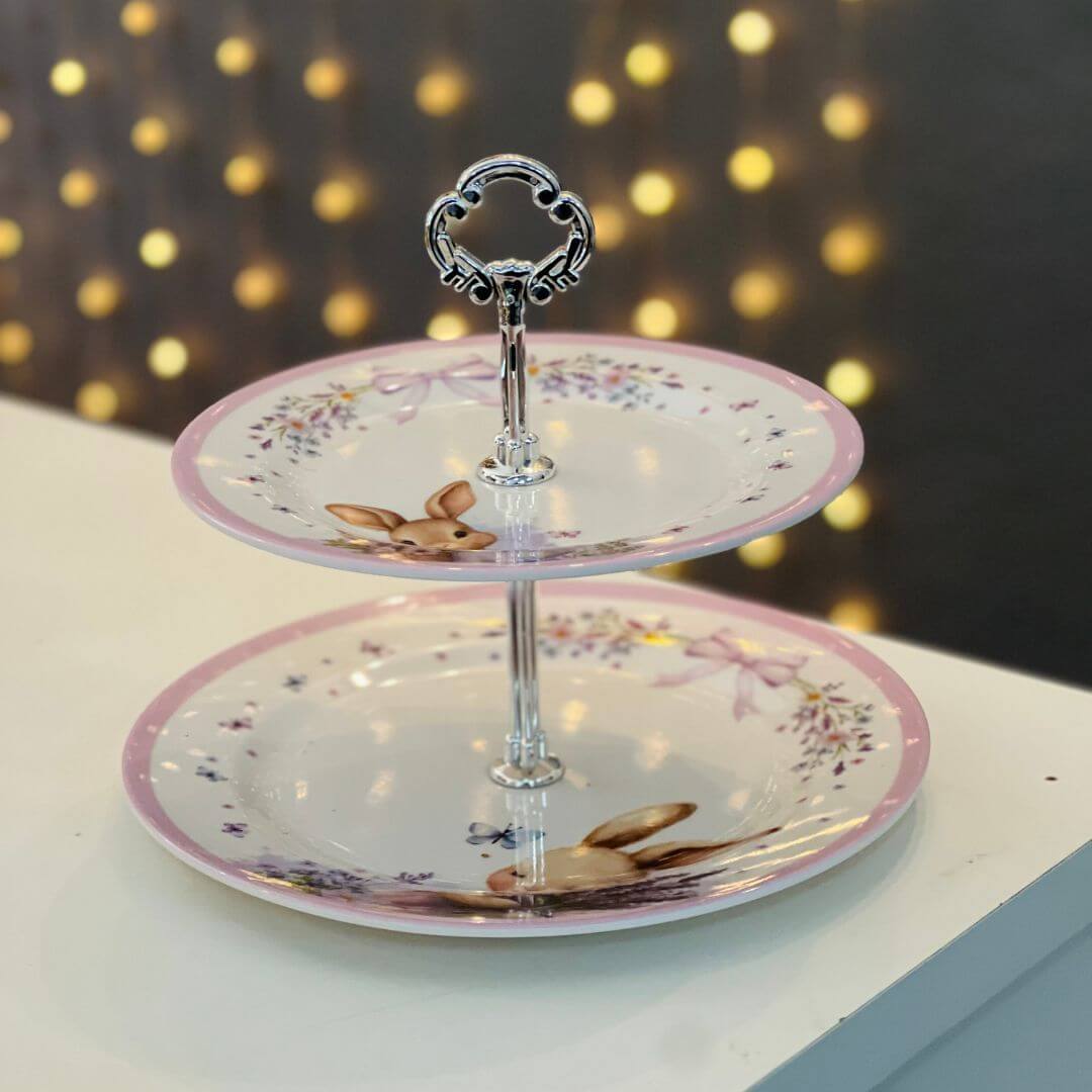Suporte Duplo para Doces em Melamina Provençal – 27,5cm