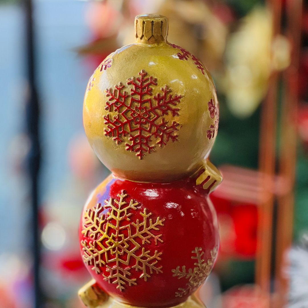 Enfeite Decorativo Bolas Natalinas Dourado e Vermelho - 52cm