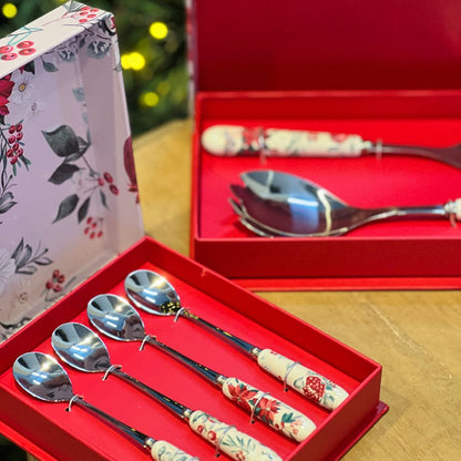 Kit 4 Colheres Estampadas para Sobremesa, Café ou Chá
