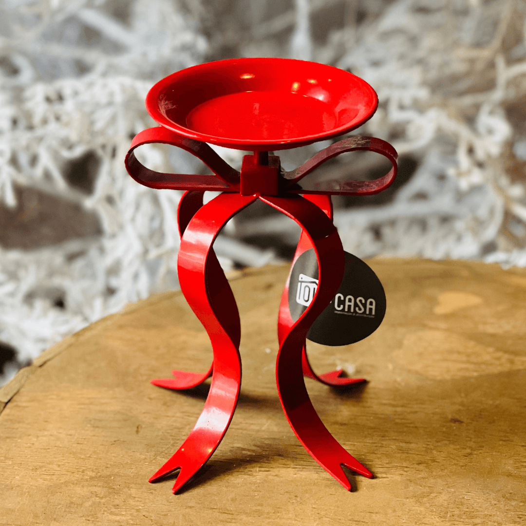Porta-Vela Laço Vermelho – 20cm