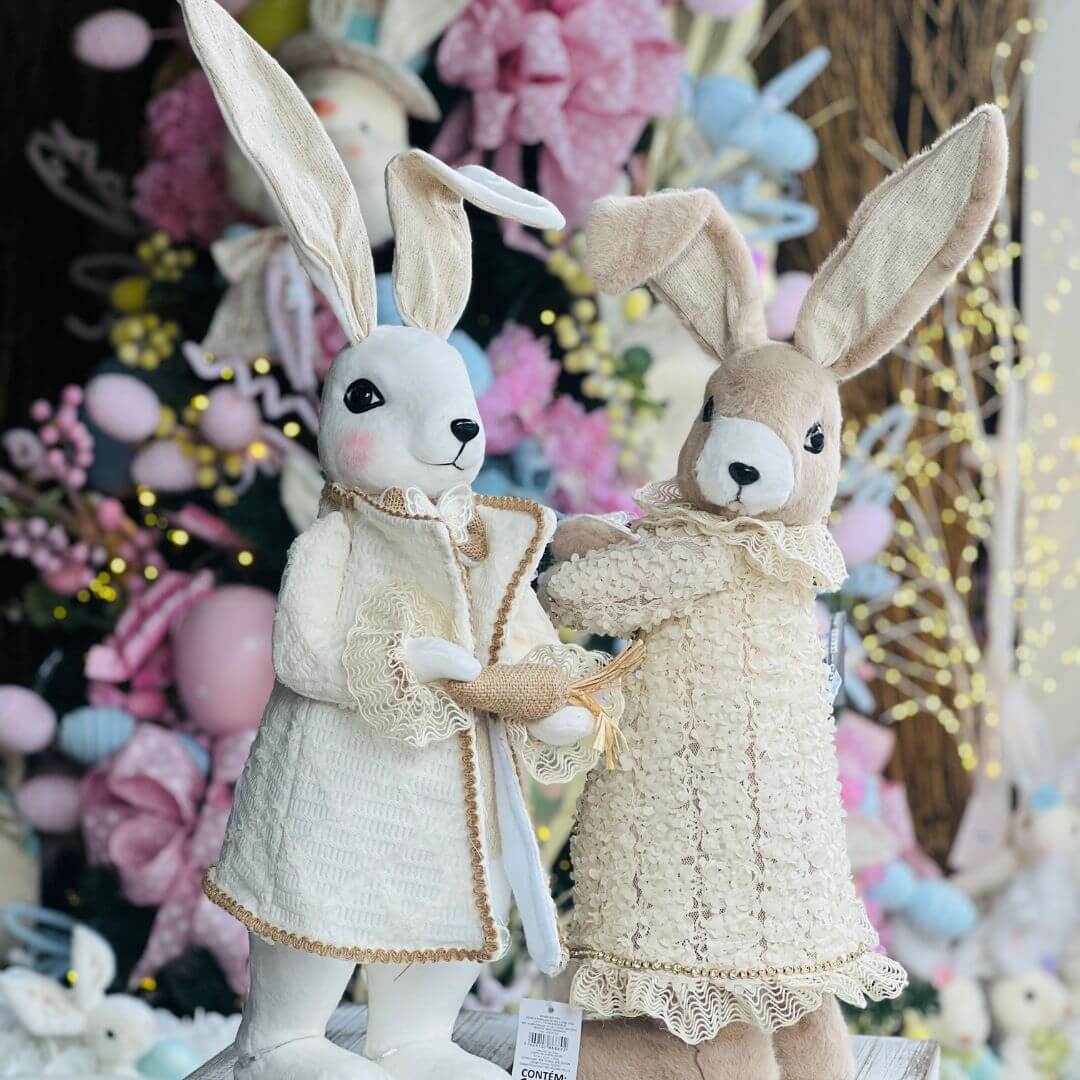 Coelha Tecido Com Borbolete - 48cm