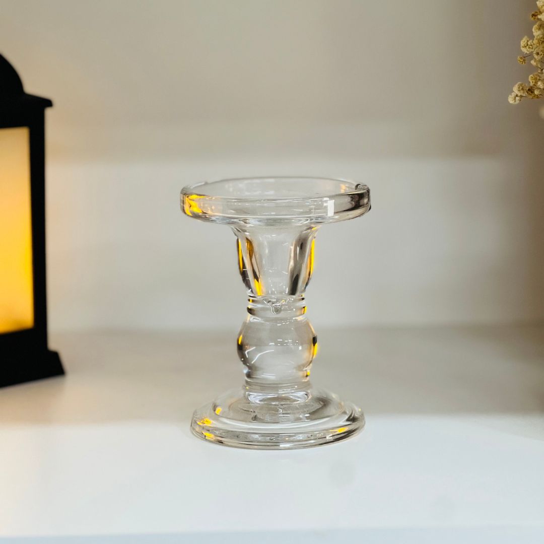 Castiçal de Vidro Transparente -12cm