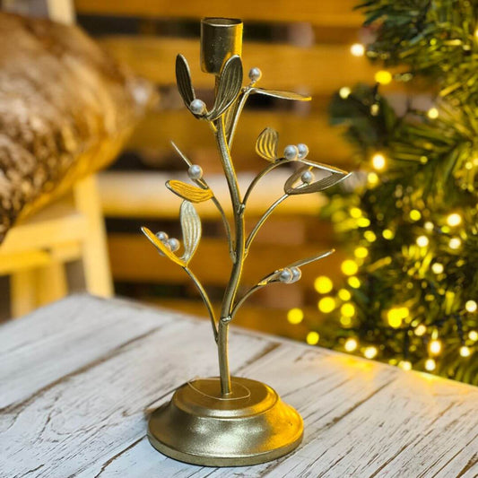 Candelabro Decorativo Natalino Dourado – 25,5cm