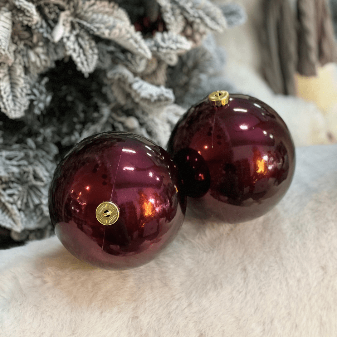Jogo 2 Bolas Natalinas Peroladas Vinho 15cm