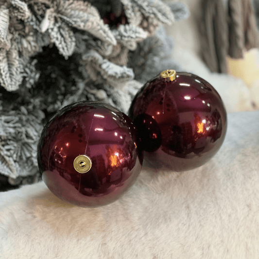Jogo 2 Bolas Natalinas Peroladas Vinho 15cm