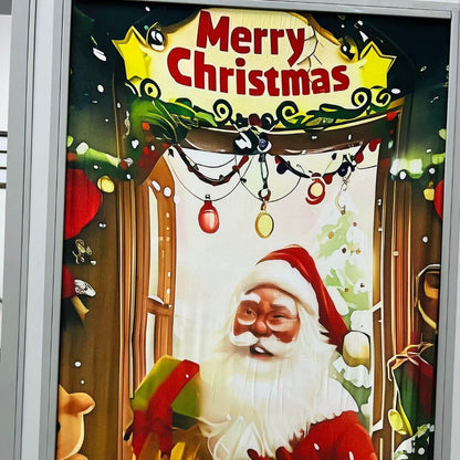Cobre Porta Natalino Papai Noel Merry Vermelho – 90 x 210cm