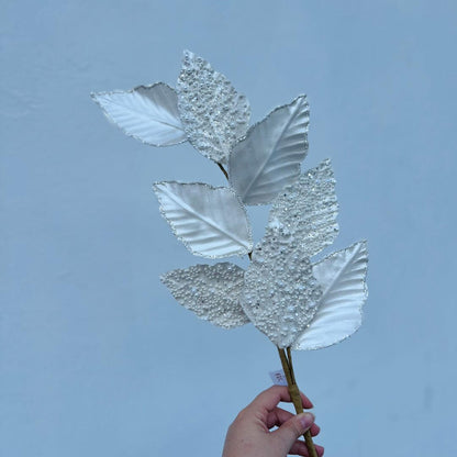 Haste Folha Natal Branca – 71cm