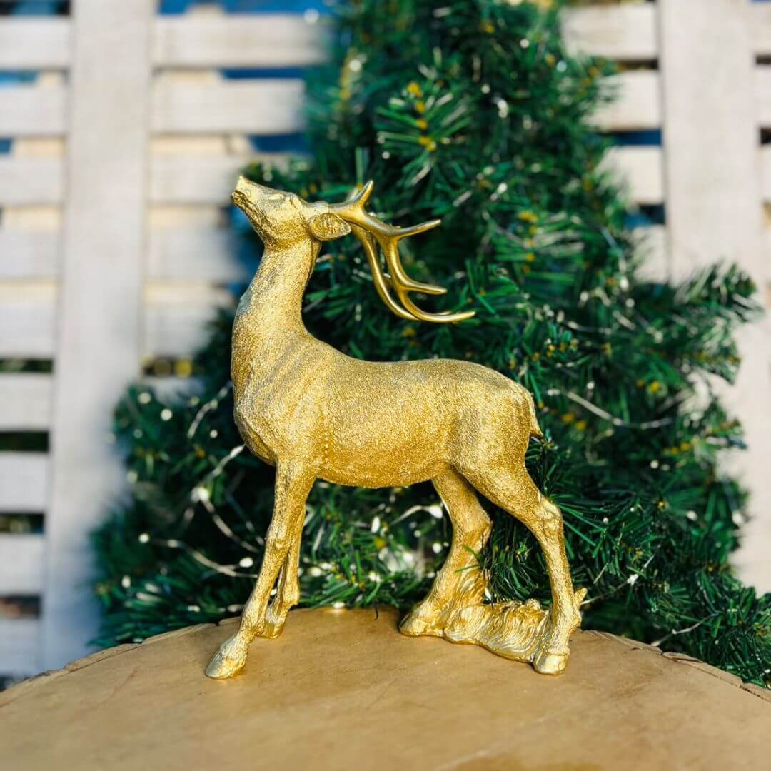 Rena Em Pe Resina -  27cm Dourado