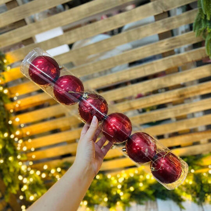 Jogo com 6 Bolas Natalinas Peroladas | 8 cm