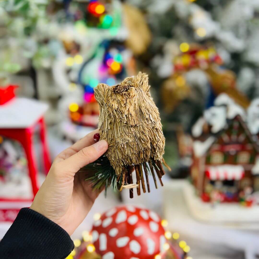 Coruja de Palha para Pendurar - 12cm