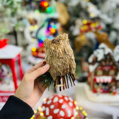 Coruja de Palha para Pendurar - 12cm