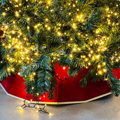 Saia para Árvore Rígida com Veludo Vermelho e Dourado – 68cm