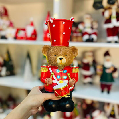 Urso Decorativo Soldadinho Com LED - 30cm