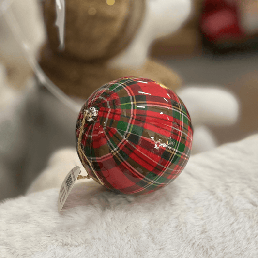Bola Natalina Xadrez Vermelho e Verde 15cm 1un