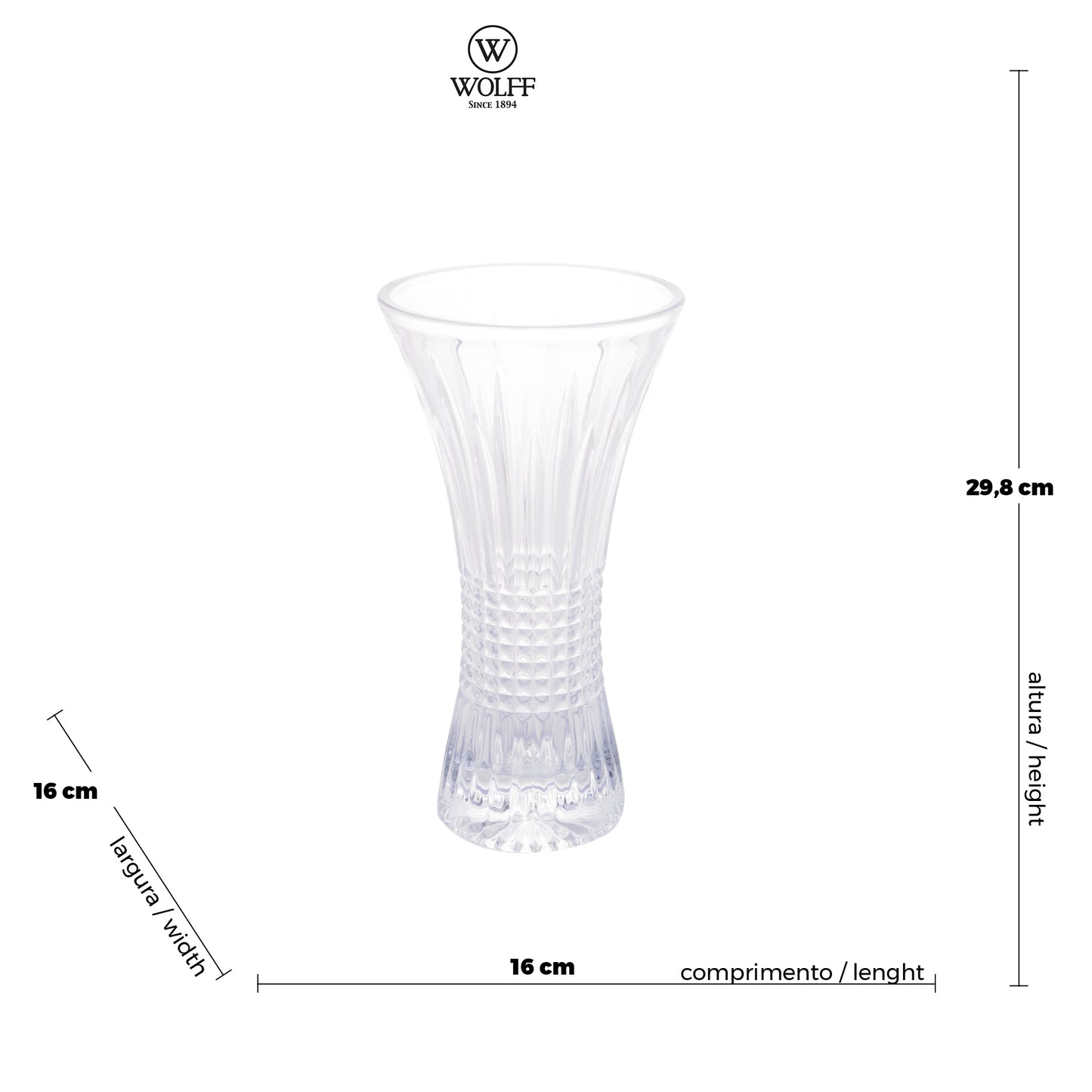 Vaso Cristal de Chumbo Queen 16x30cm